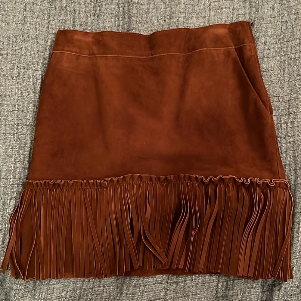 Love Moschino Brown Suede Fringe Skirt, size 4